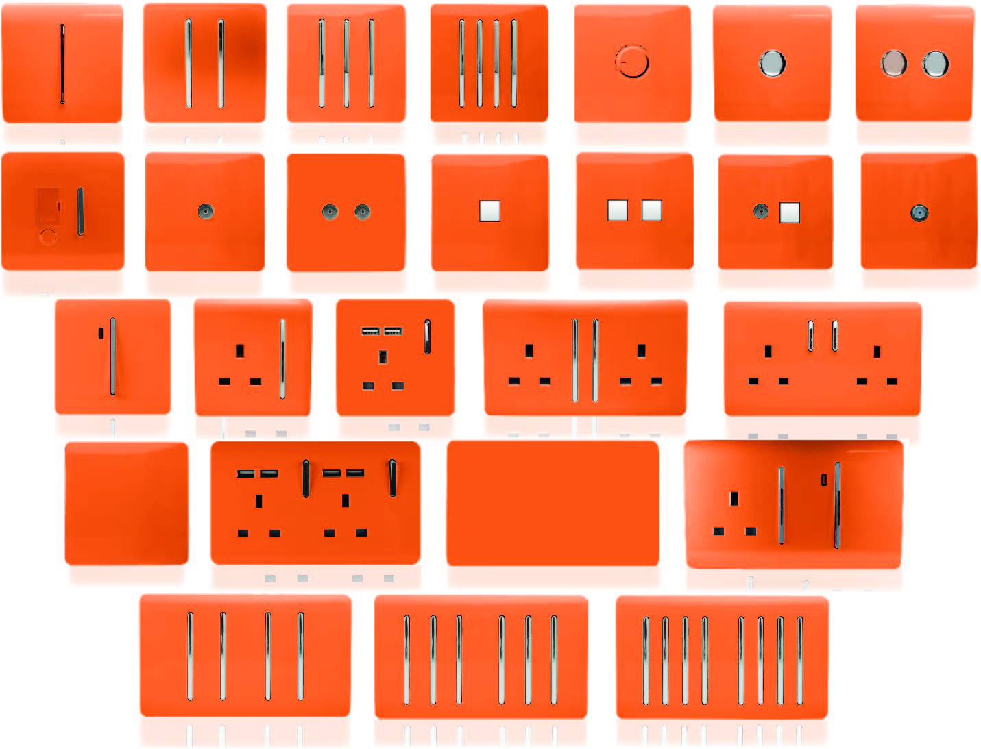 Orange Wiring Accessories Trendi Decorative Screwless